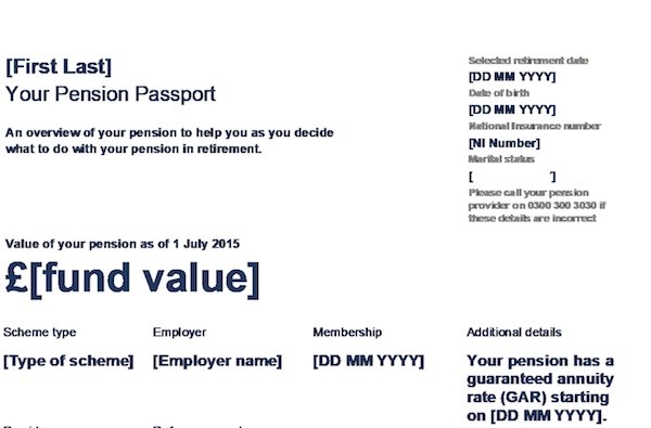 Draft Pension Passport template