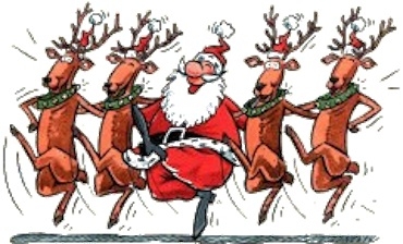 Santa enjoying some downtime with his reindeer