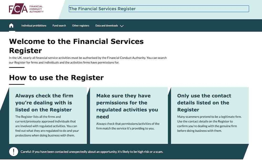 New FCA Register