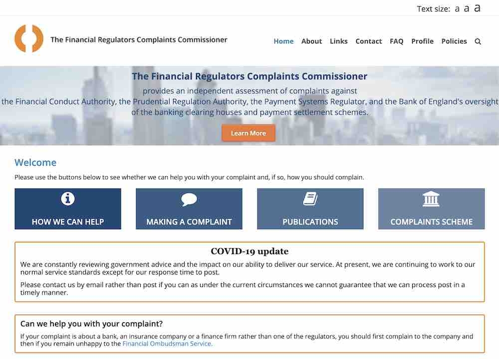 Complaints Commissioner website